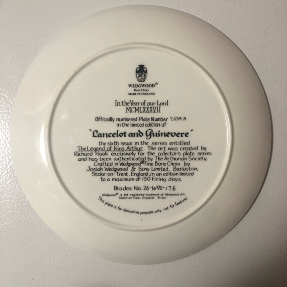 1987 Wedgwood King Arthur Decorative Plates 4, 5, & 6 Wedding Lancelot Knights - Picture 14 of 15